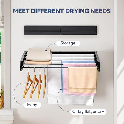 APEXCHASER Wall Mounted Clothes Drying Rack, Laundry Drying Rack Foldable - Image 6