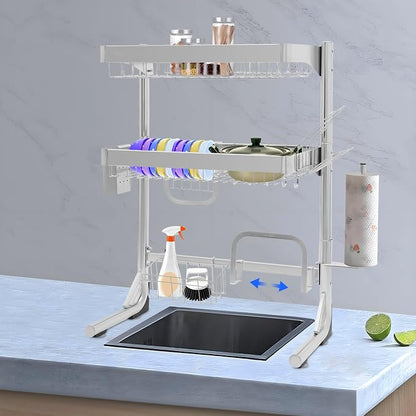 Over The Sink Dish Drying Rack, 2-Tier Stainless Steel Dish Drainer - Image 3
