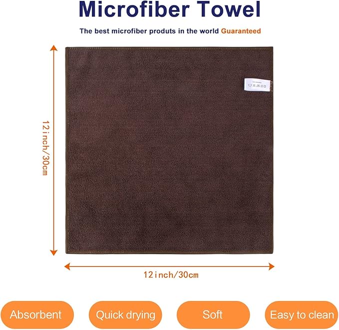 KinHwa Microfiber Dish Cloths for Washing Dishes Ultra Absorbent Dish Rags Fast Drying Kitchen Wash Clothes 12inch x 12inch 10 Pack Brown