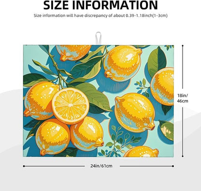 lemon Dish Drying Mat Highly Absorbent Double-Sided Microfiber - Image 2