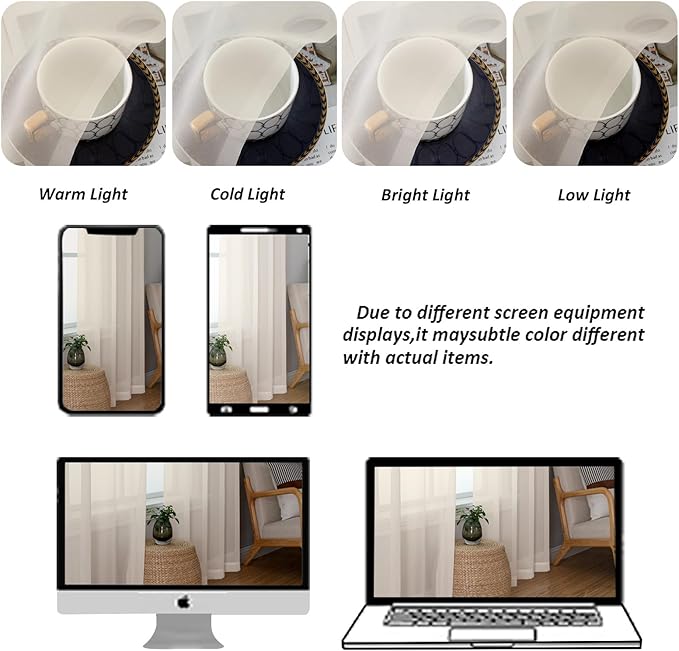 Chyhomenyc Cream Sheer Curtains 78 Inches Long 2 Panels Set for Living Room, Light Filtering Voile Lightweight Bedroom Curtains, Rod Pocket Solid Window Treatment Drapes, Each 42W x 78L