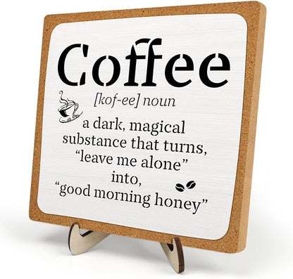 Funny Coffee Bar Decor – Rustic Wooden Sign by DMADNF