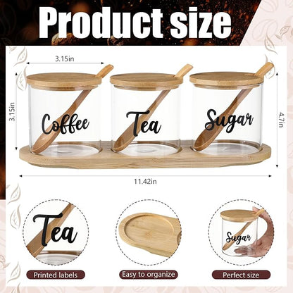 LemonRoad 3 Pack Coffee Sugar Tea Container Set Glass Jars - Image 3