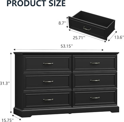 6 Drawer Dresser for Bedroom, Rustic Farmhouse Dresser - Image 2