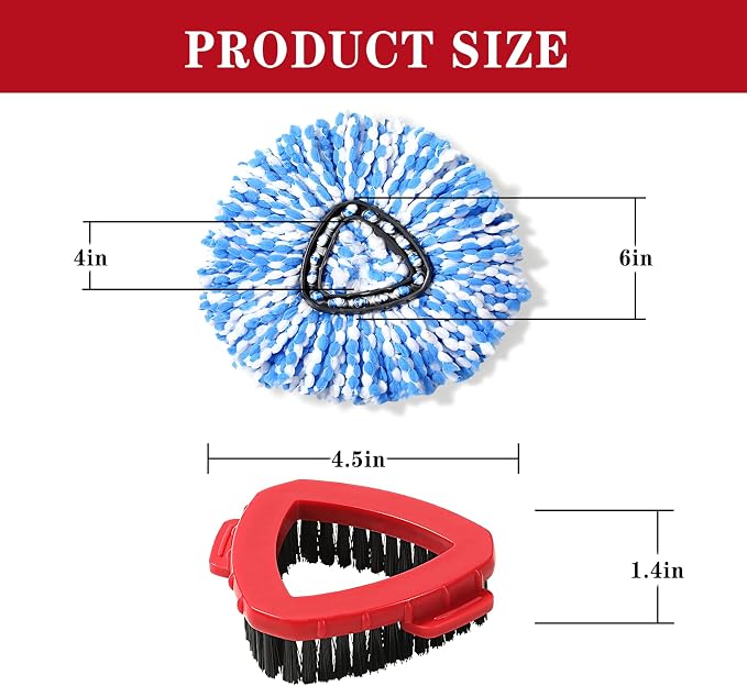 2 Pack Spin mop Replacement Head, Spin mop Scrub Brush, Microfiber Mop Refills - Image 7