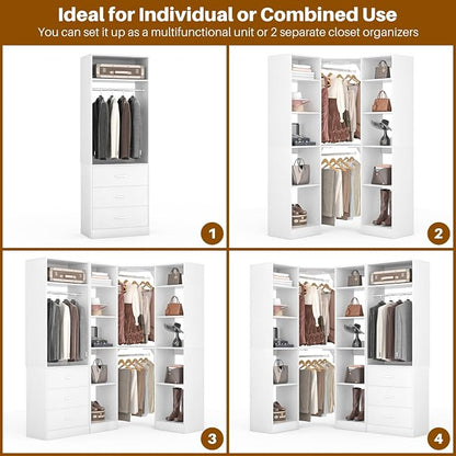 Corner Closet System with 3 Drawers, Corner Closet Organizer System with 13 - Image 6