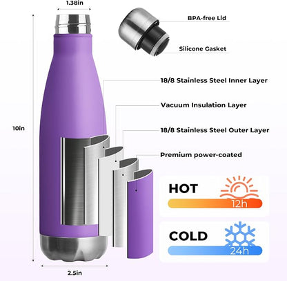 MEWAY 17oz Sport Water Bottle Vacuum Insulated Stainless Steel Leak-Proof - Image 2