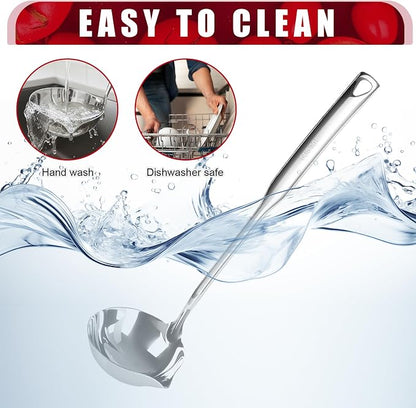 2 Pcs Kitchen Soup Ladle 304 Stainless Steel Punch Metal Luminous Heavy Ladell - Image 3