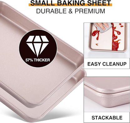 HONGBAKE Toaster Oven Pan Nonstick Set of 2, Premium 1/8 Sheet Pan - Image 4