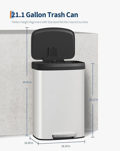 Garvee 21 Gallon / 80 Liter Metal Trash Can - Image 6