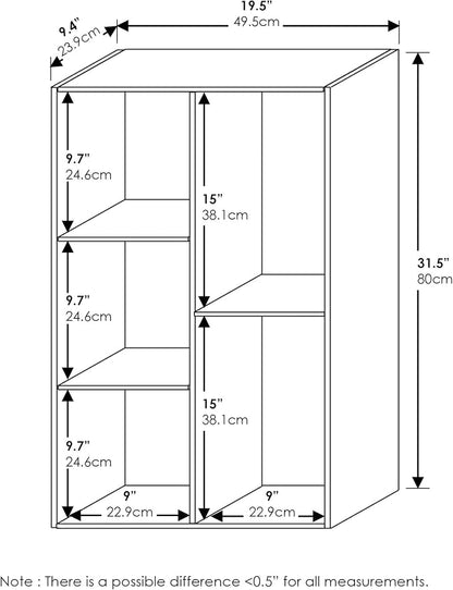 Furinno LUDER Book Shelf, 5-Cube Bookshelf, Reversible Bookcase, 9.4 x 19.5 x - Image 3
