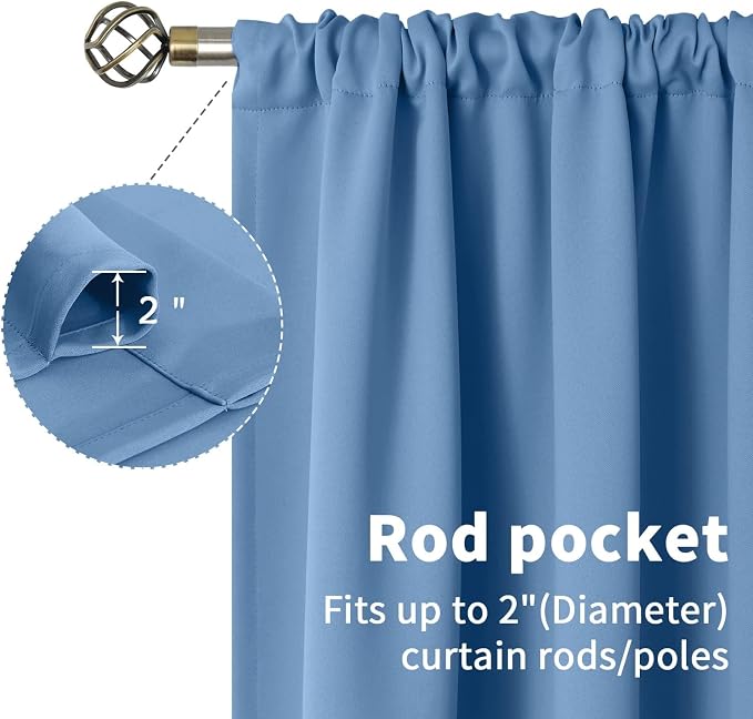 BGment Denim Blue Blackout Curtains 36 Inches Long - Image 5