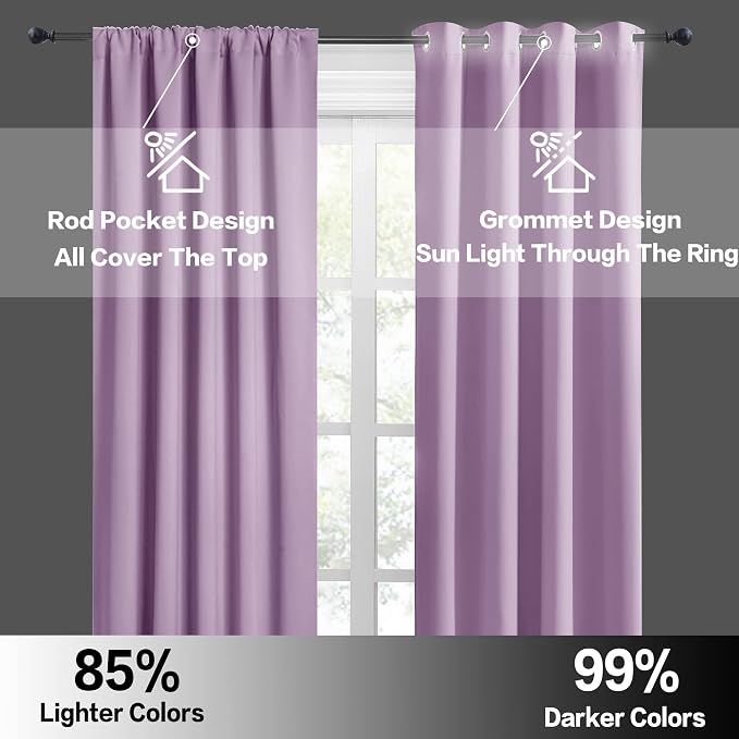 RYB HOME 84 inch Curtains Blackout, Solid Energy Efficiency Curtains & Drapes - Image 6