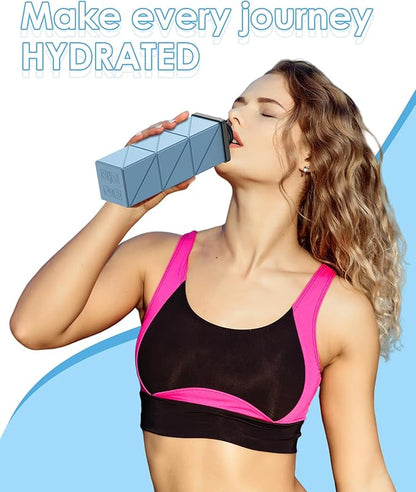 Collapsible Water Bottles, 2nd Generation Leakproof BPA-Free Travel Water Bottle 24.3oz(720ml),Lightweight Reusable Water bottle, Portable for Travel Cycling Gym Camping Sports,Blue