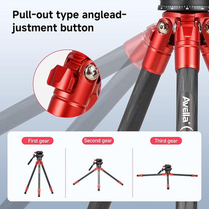 Avella Mini Carbon Fiber Camera Tripod MP20C, Portable Lightweight Tabletop, External Center Column Compact Design, Travel Tripod with 360°Ball Head and V Yoke Bracket for DSLR Camera