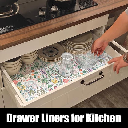 Floral Shelf Drawer Liners, Non Adhesive and Strong Non-Slip Colorful Cabinet - Image 4