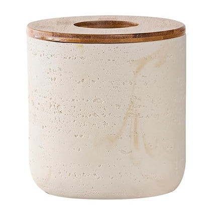 Natural Travertine Textures Beige Mini Trash Can by Polytree