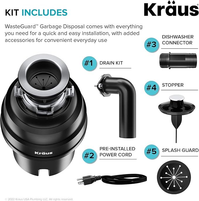 KRAUS Kore Workstation 30-inch Undermount 16 Gauge Stainless Kitchen Sink, Single Bowl Kitchen Sink with 1 HP Garbage Disposal,KWU110-30-100-100MB