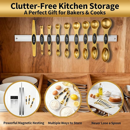 Gold Magnetic Measuring Spoons Set Stainless Steel - Image 9