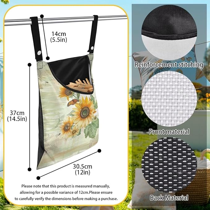 Sunflowers Butterfly Clothespin Bag Clothespin Bag - Image 6