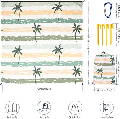 HIHOHO Beach Blanket Waterproof Sandproof Extra Large Beach Mat 79" X - Image 2
