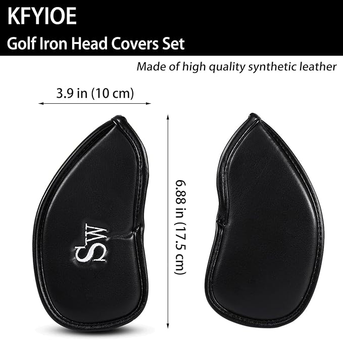 Golf Iron Head Covers (12-Pack) Synthetic Leather Waterproof Club Head Covers for Standard Irons – Magic Tape Closure, Universal Fit & Anti-Loss Design