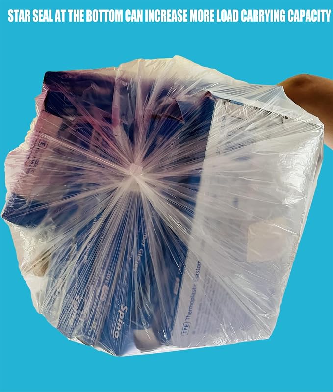 33 Gallon Trash Bags, Heavy Duty Clear Plastic Recycling Garbage Bags, - Image 5