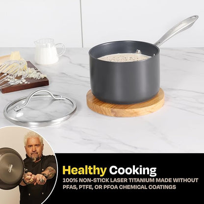 Guy Fieri's Flavortown Laser Titanium 2-Quart Sauce Pan - Image 3