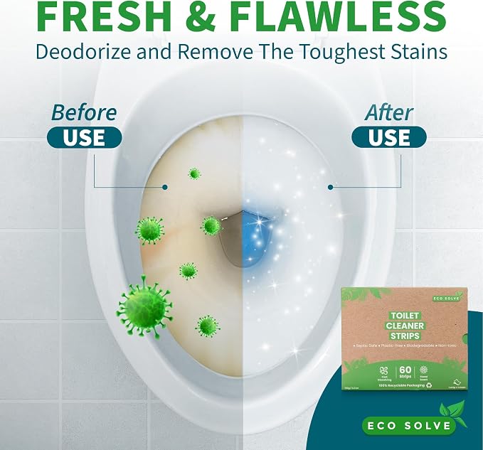 Natural Toilet Bowl Cleaner Strips, Eco-friendly, Septic Safe, Removes Odors & - Image 7