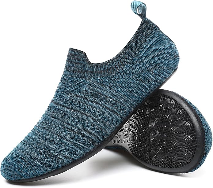 QZKDM Lightweight Slip on Grip Indoor House Slippers Barefoot Non Slip Home by QZKDM
