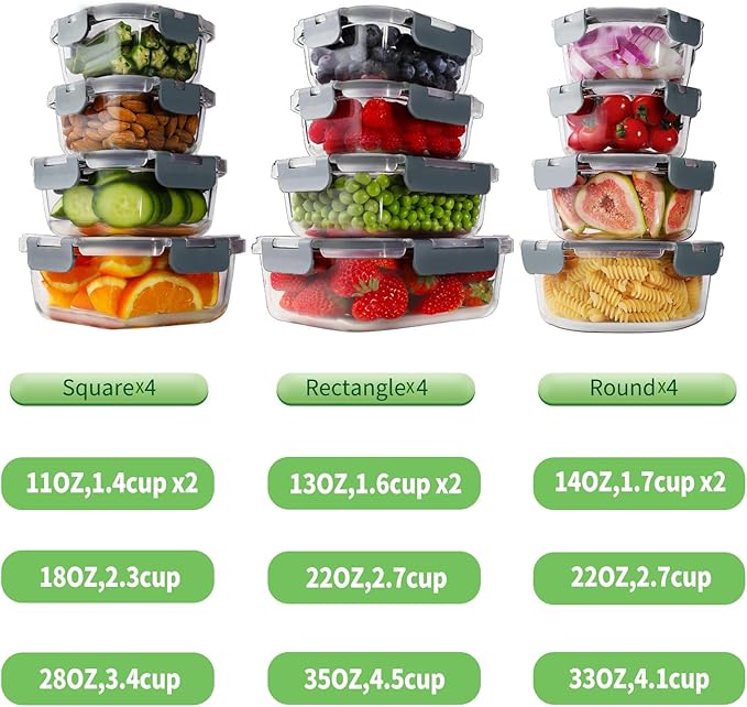 HOMBERKING 24pc Borosilicate Glass Food Storage Containers - Image 3