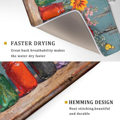 Dish Drying Mat for Kitchen Counter 18x24, Spring Summer Floral Decorative - Image 3