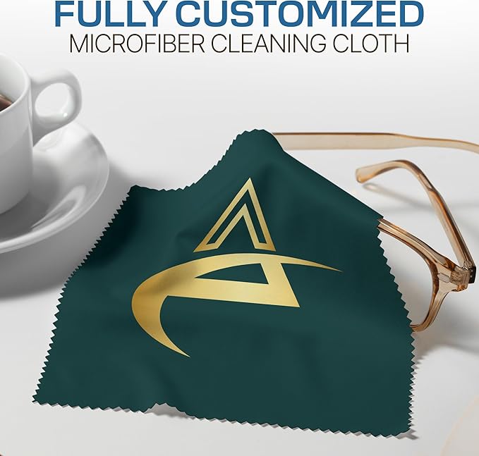 Ships Next Day, Made in USA - Customizable Microfiber Cleaning Cloth - Perfect Eyeglass Cleaner Promotional Gift - Premium Microfiber Lens Wipes - Logo or Image Printed (250 Pack) Single Sided