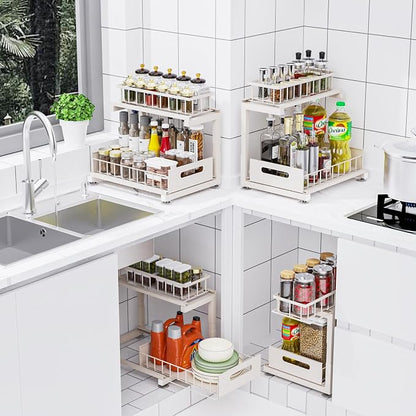 Under Sink Organizer, Heavy Duty Metal Pull Out Cabinet Organizer Slide Out - Image 4