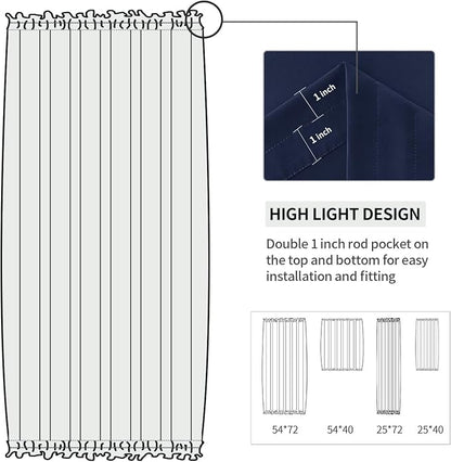 DWCN French Door Curtains – Rod Pocket Thermal Blackout Curtain - Image 3