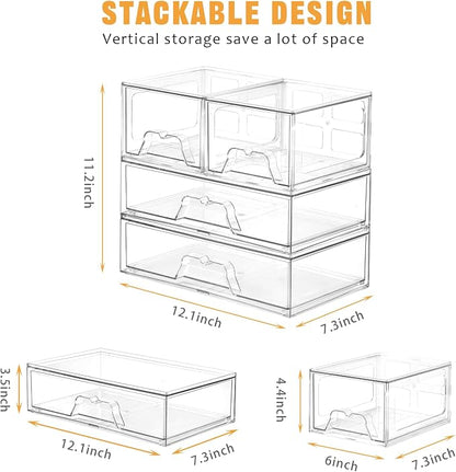 Stebopum 4 Pack Stackable Storage Drawers Clear Acrylic Organizer Bathroom - Image 2