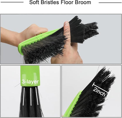 3 Packs Indoor Brooms Green Angle Broom Soft Bristles Long Handle - Image 5