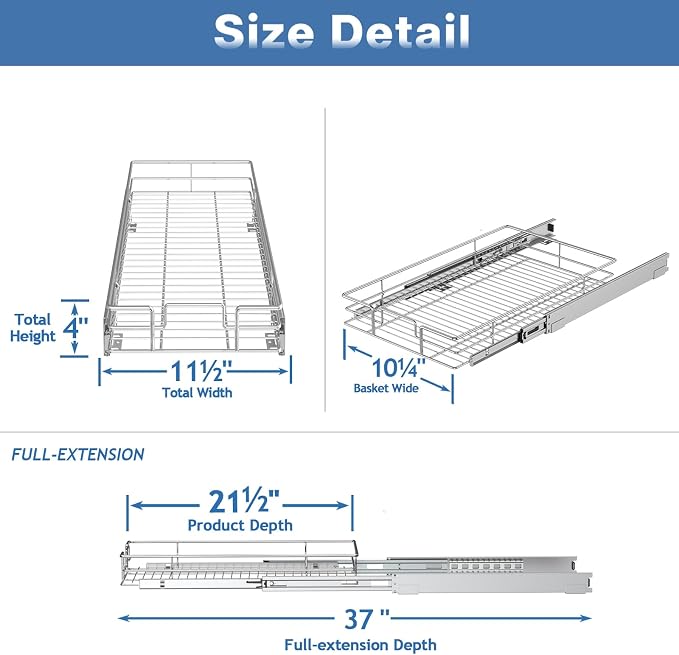 ROOMTEC Pull Out Cabinet Organizer, 1 Tier, Heavy Duty Slide Out Kitchen - Image 3