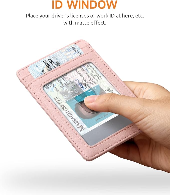 Buffway Mens Slim Wallet, Minimalist Thin Front Pocket Leather Credit Card Holder with RFID Blocking for Work Travel