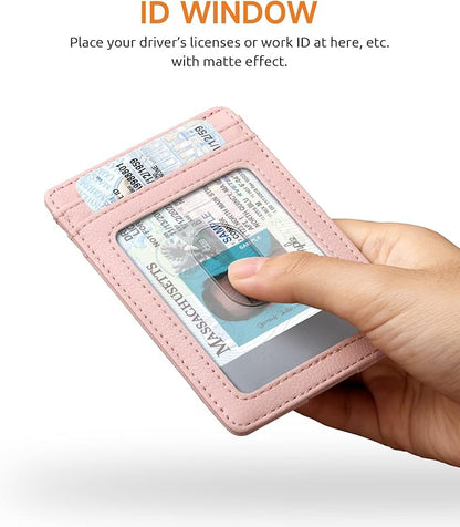 Buffway Mens Slim Wallet, Minimalist Thin Front Pocket Leather Credit Card Holder with RFID Blocking for Work Travel