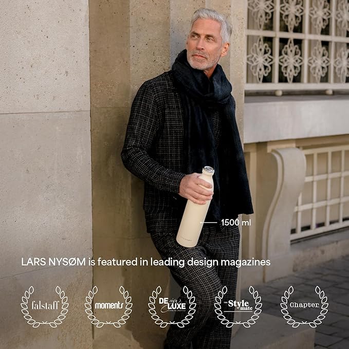LARS NYSØM Stainless Steel Insulated XL Water Bottle 12oz 17oz 25oz 34oz 51oz | Insulated Thermo Flask for Hot and Cold Beverages | Leakproof Drinking Bottle (Sky Blue, 50.7 oz)
