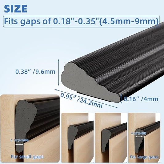 Wedge-Shape Window Weather Stripping Door Frame Seal Strip 3Pcs×196" Black - Image 2