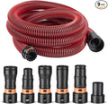 16FT Vacuum Hose Extension with 6 Adapter Attachments,Fits 1-1/4" Vacuum Cleaner Hose,Multi-Size Fittings0.9" to 1-3/4",Universal Shop Vac Accessories (Please Confirm Hose Size Compatibility)