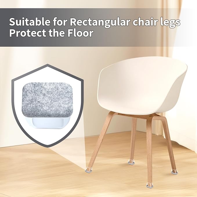Ezprotekt 8 Pcs Rectangle Grey Felt Chair Leg Floor Protectors - Image 4