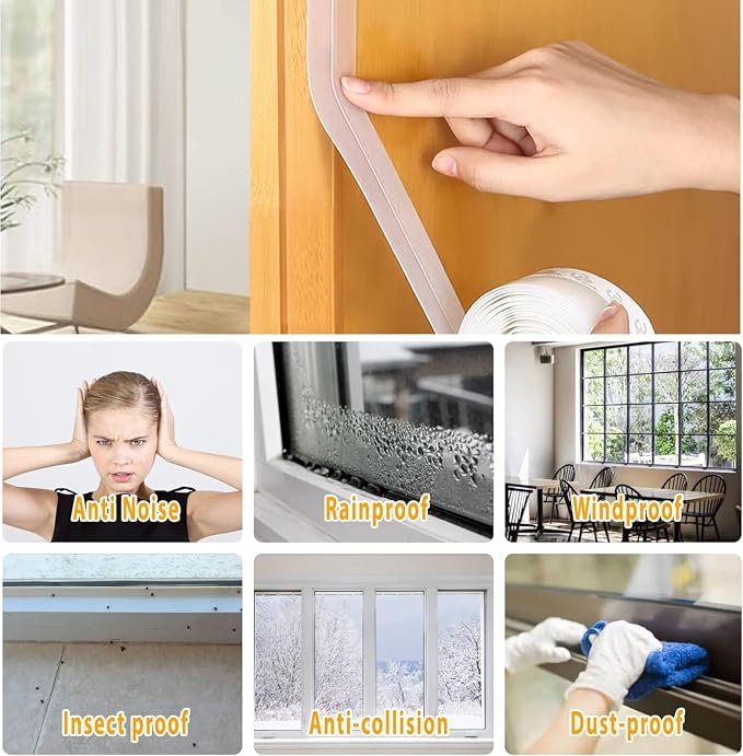 Bruiefpap 36 Ft Silicone Door Weather Stripping, Self-Adhesive Door Seal Strip - Image 3
