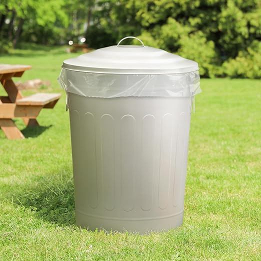 Plexon Round Trash Can 13 Gallon, Vintage Metal Outdoor Trash Can - Image 3