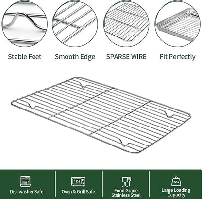 Baking Sheet with Wire Rack Set, CEKEE Stainless Steel Cookie Sheets - Image 4