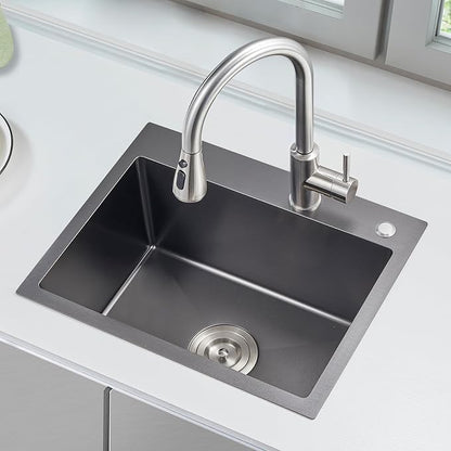 20x16 Inch Drop in Kitchen Sink, 304 Black Stainless Steel Sink, R10 Tight - Image 7