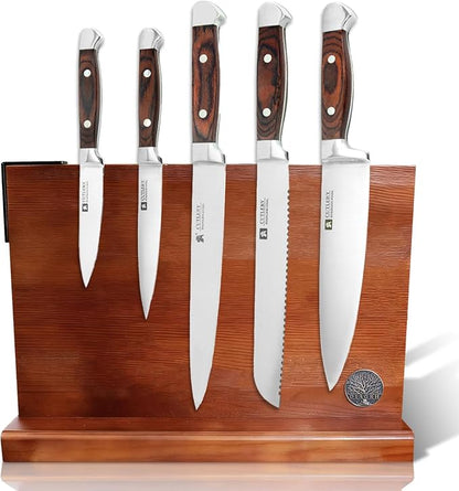 Knife Set with Block, Magnetic Knife Block Set with Knives by Diagsh