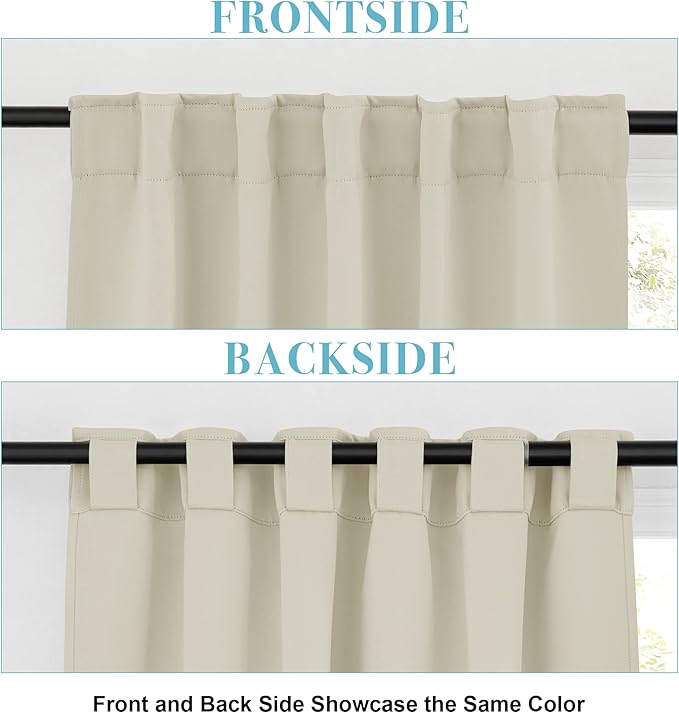 RYB HOME Blackout Curtains for Living Room, Back Tab & Rod Pocket Top Insulating Window Decor for Bedroom Dining Sliding Glass Door Home Office, W 62 x L 84, Beige, 2 Panels